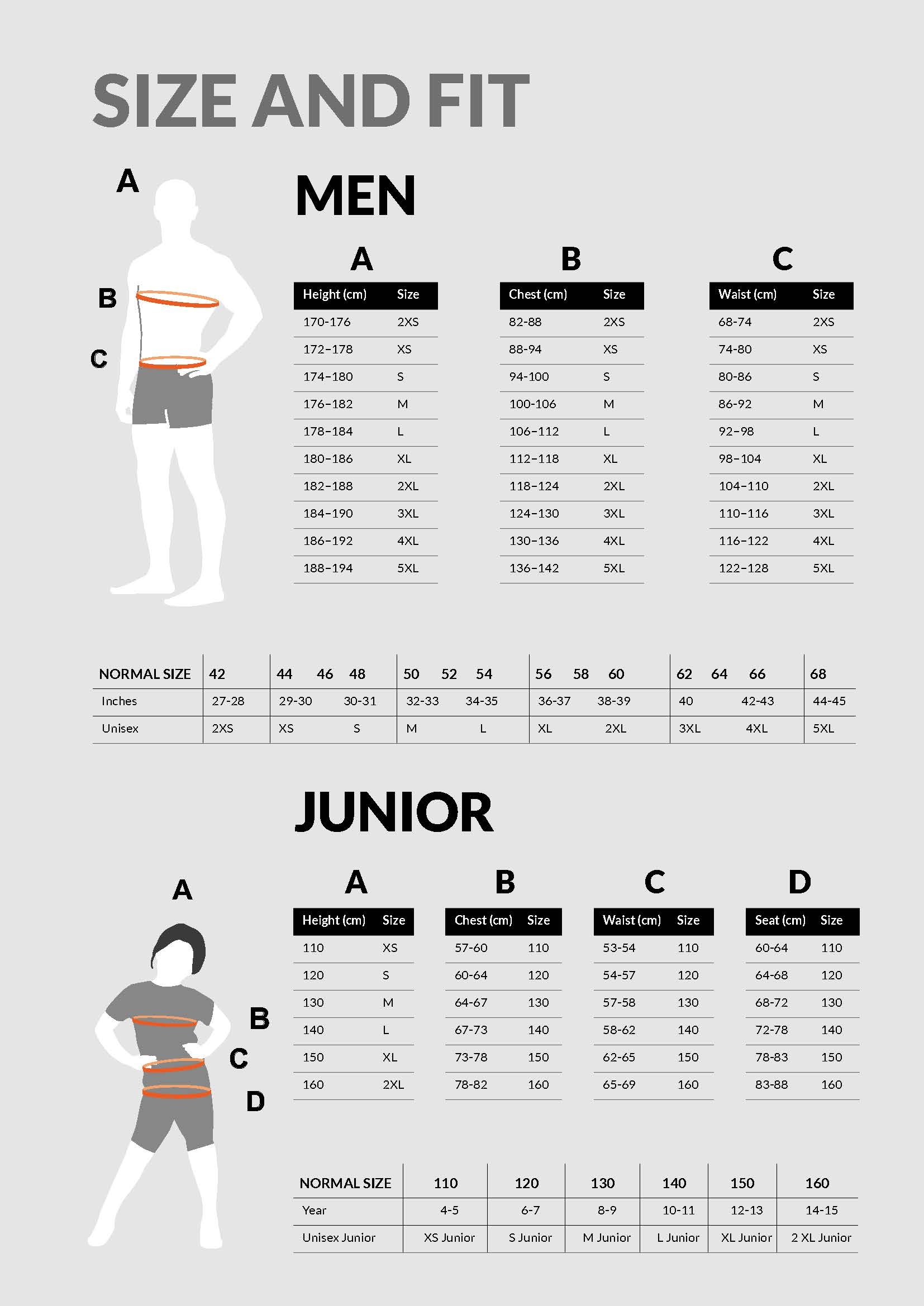Kokotaulukko / size chart: Premium-talvivaatesetti